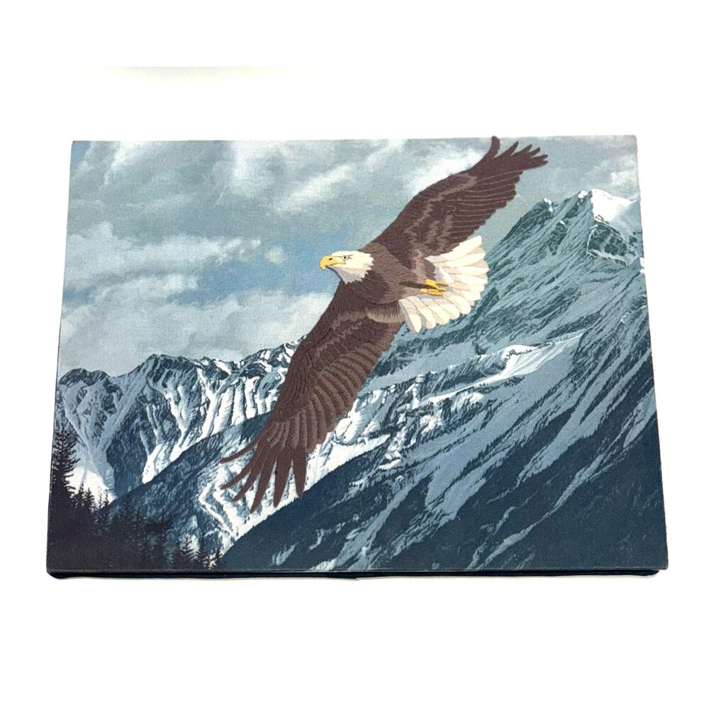 Bald Eagle Embroidery Art, 1980s Bird Decor, Embroidery Bald Eagle